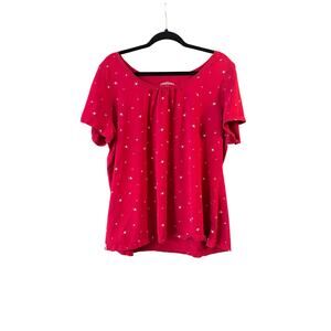 Venezia Women's Plus Size Red White Star Print Shirt Top Size 22/24 3X